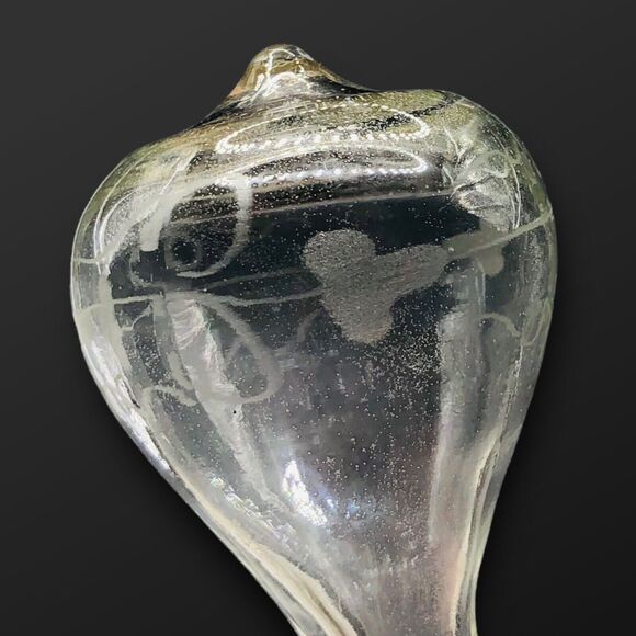 Hand Blown Hallow Clear Glass Decanter Stopper Etched Phallus Erotic Grapes 4” - Picture 4 of 10